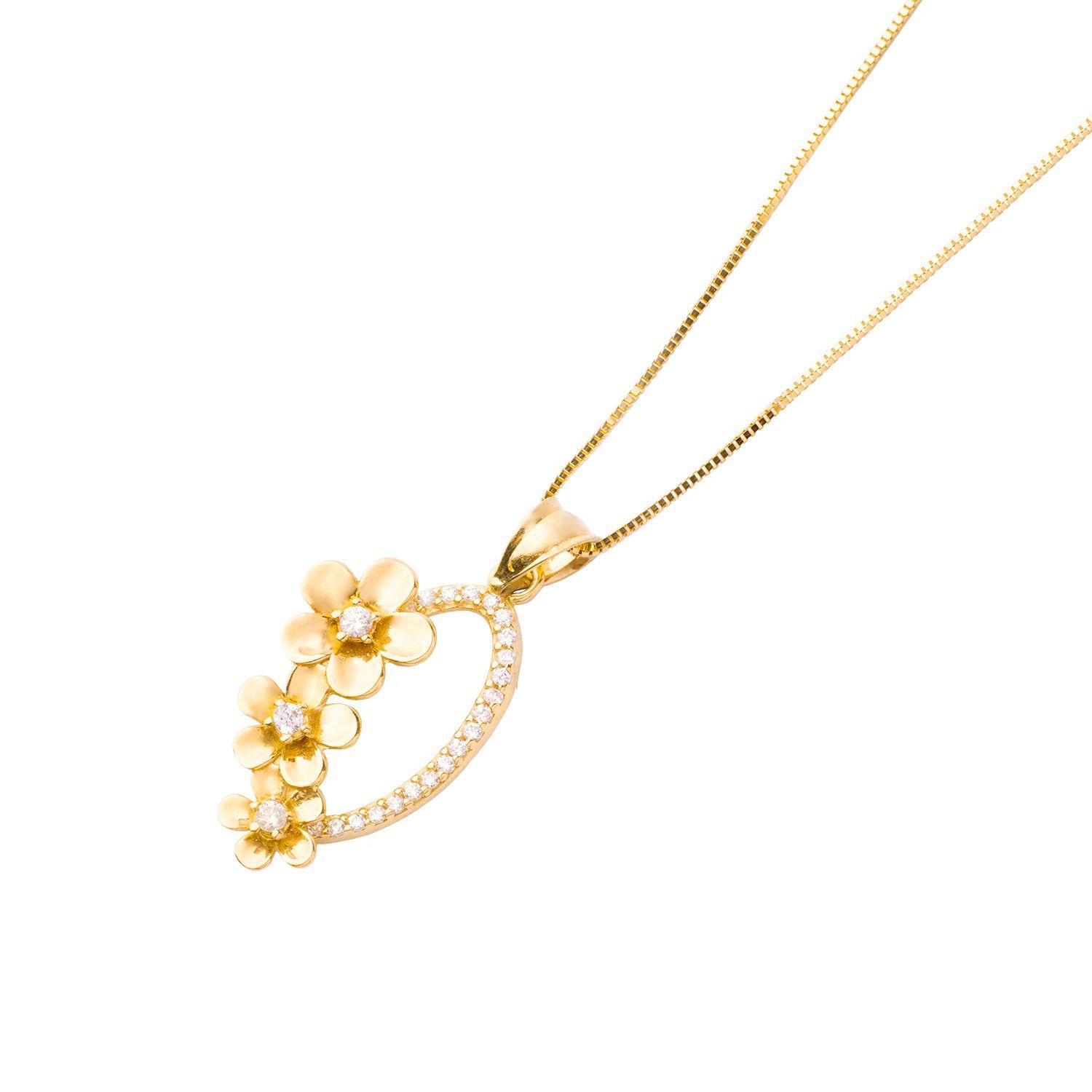 Colgante de Oro 18kt Trio de Flores-1