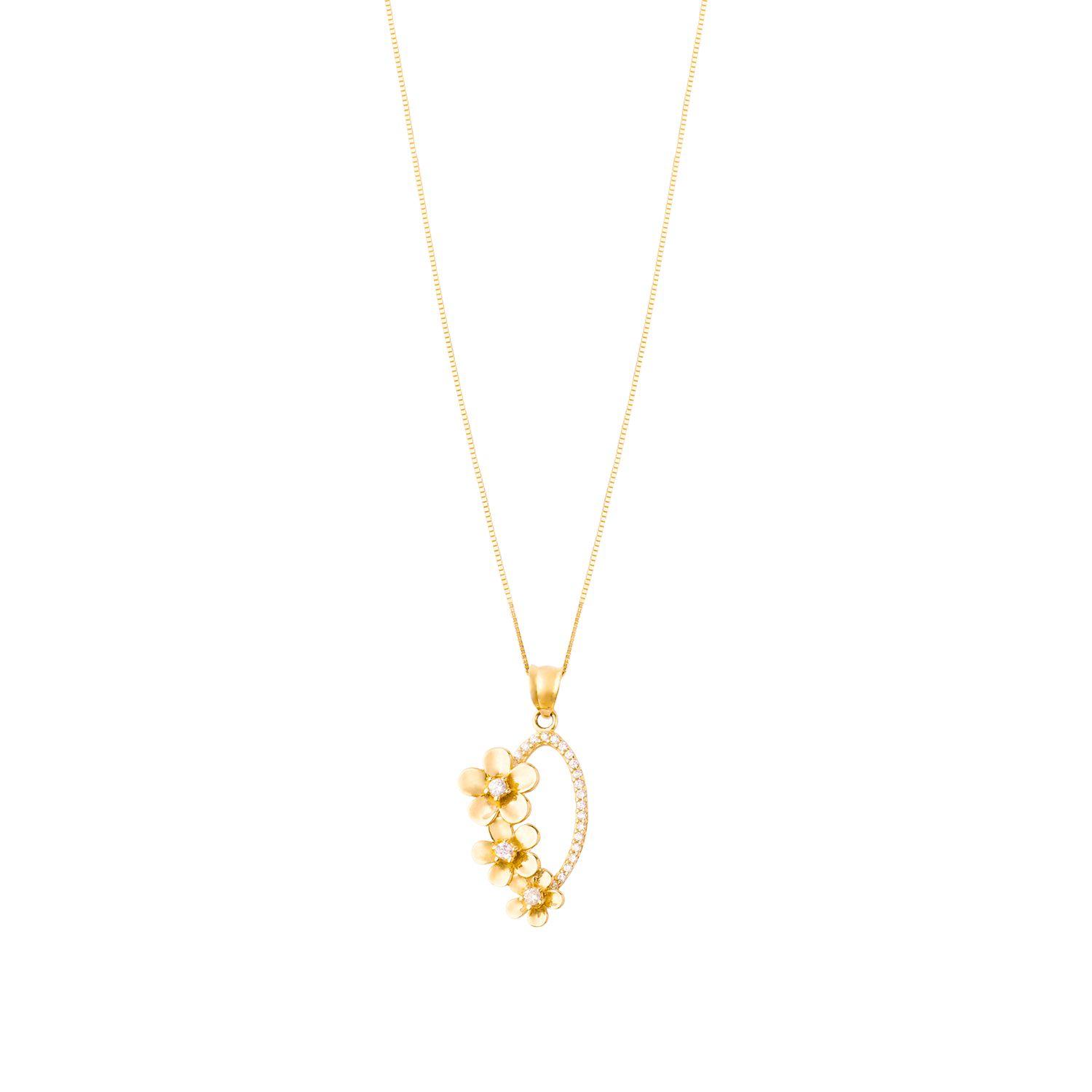 Colgante de Oro 18kt Trio de Flores-2