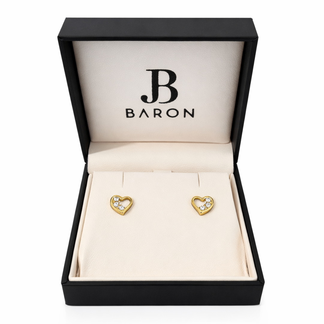 Aros Oro Amarillo 18kt Corazón Circonita-2