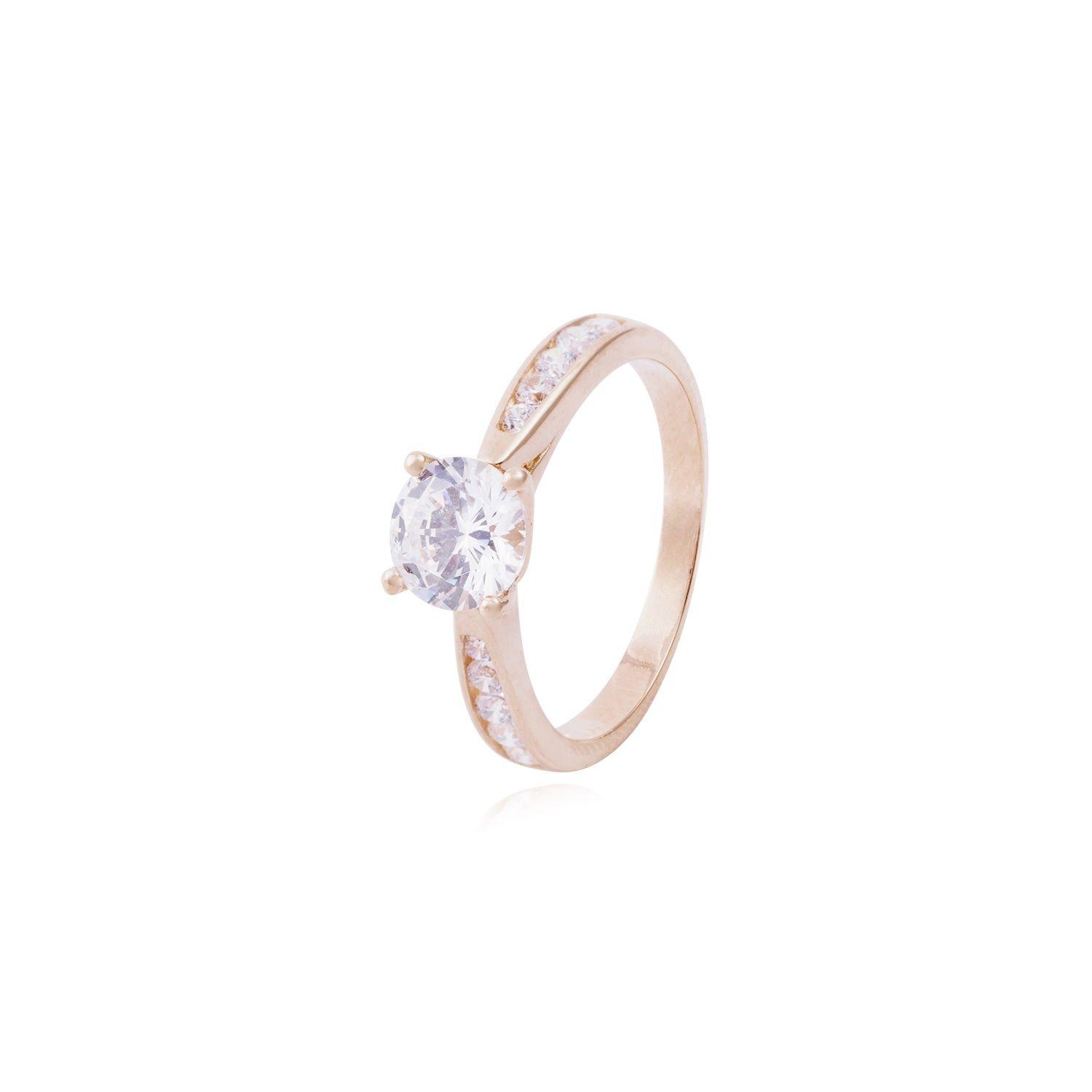 Anillo en Oro Miel 18kt Destello en Circón-0