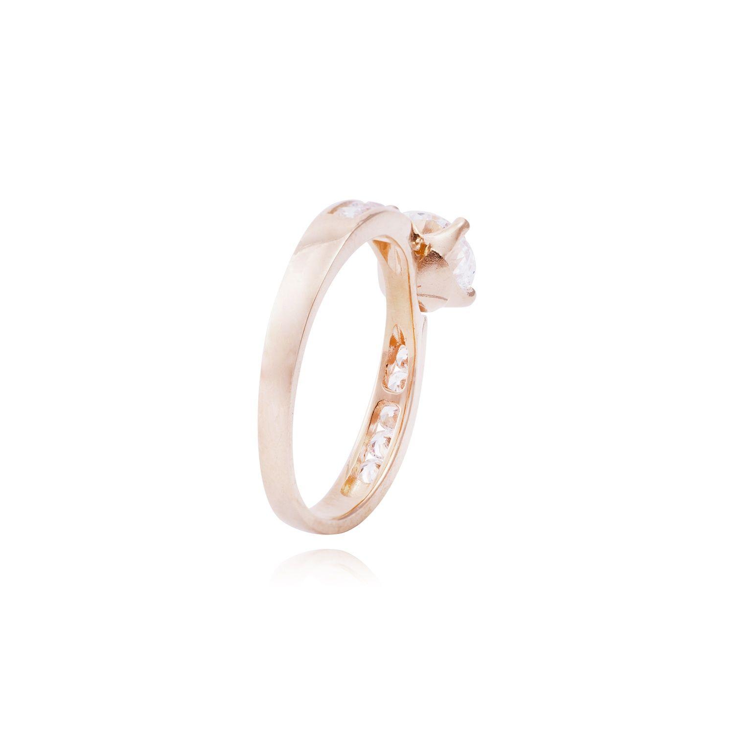 Anillo en Oro Miel 18kt Destello en Circón-2