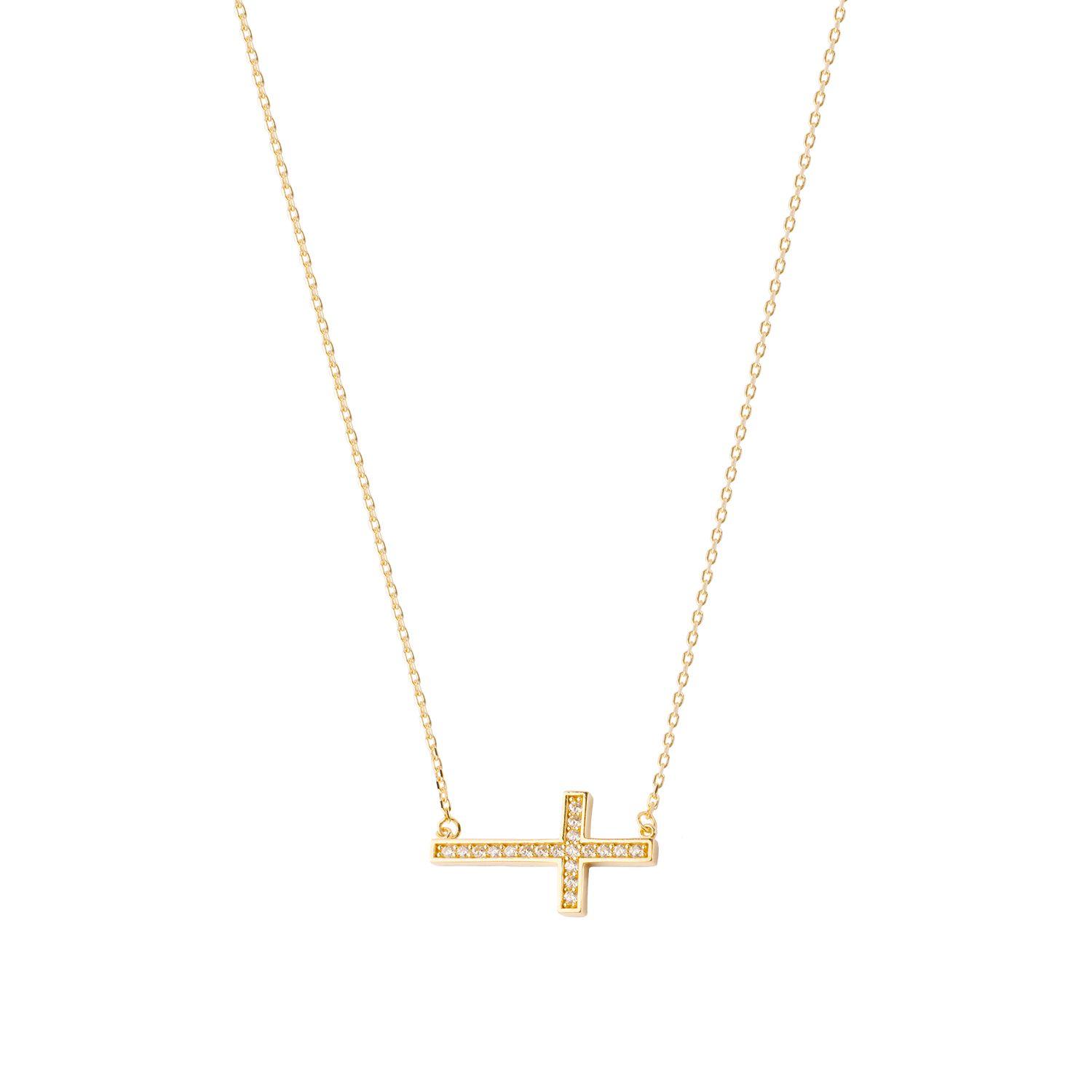 Collares de Oro 18kt Modelo Cruz Chica de Circón-2
