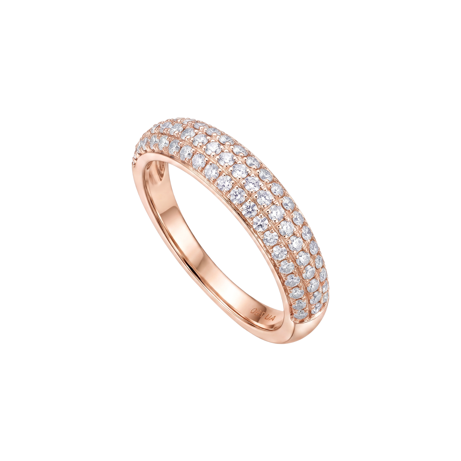 Anillo de Plata Esterlina 925 Revestido en Oro Rosado 18kt Triple Riel Circon-1