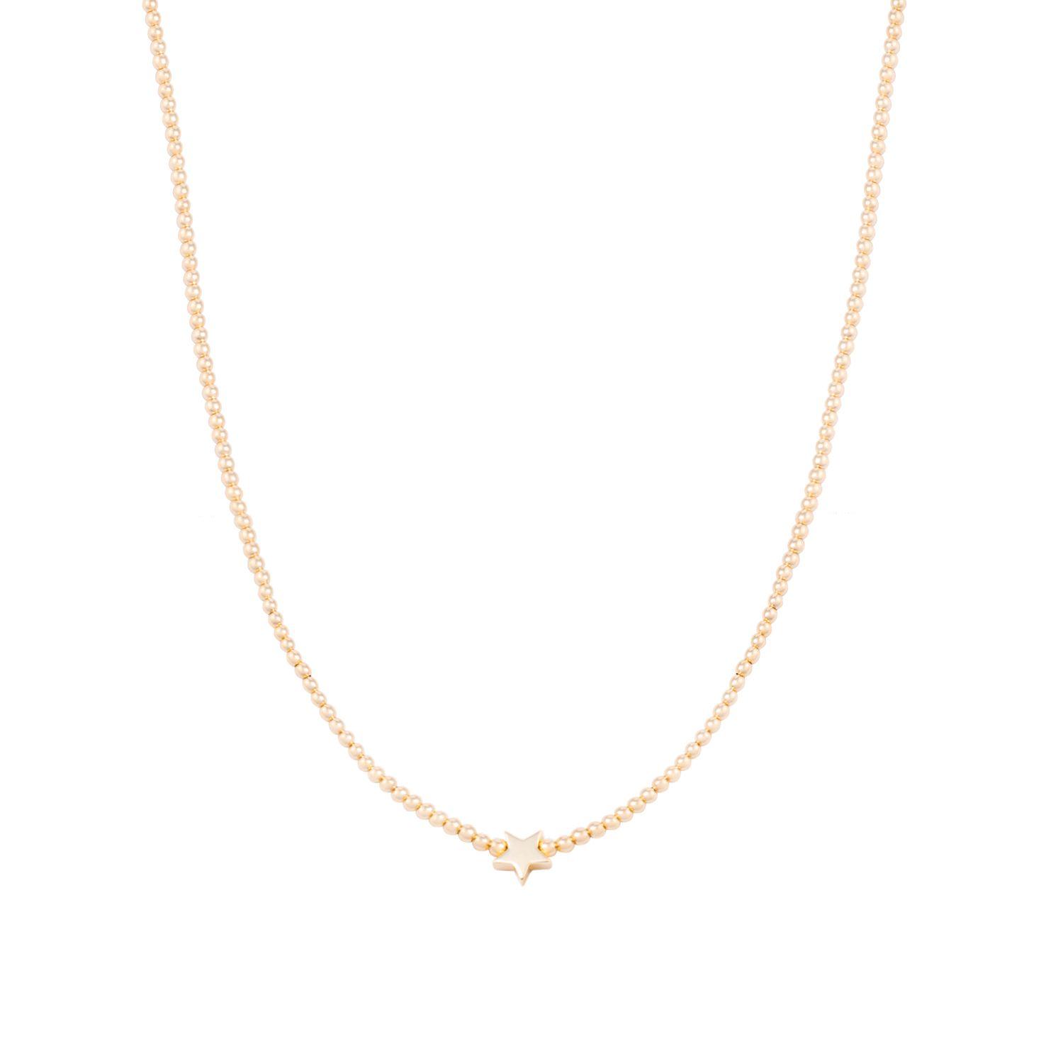 Collar de Plata Esterlina 925 Estrellita Bañado en Oro 14kt-0