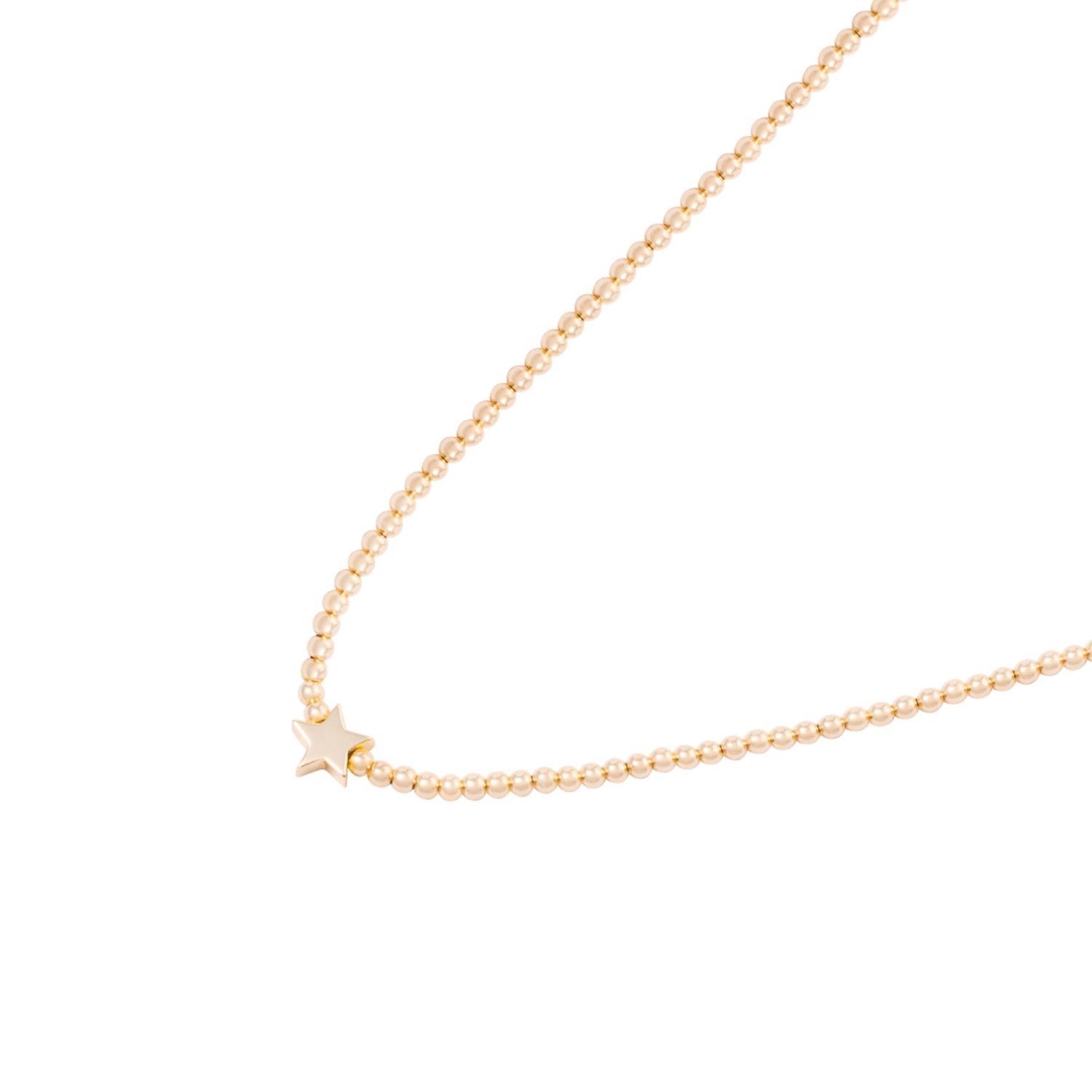 Collar de Plata Esterlina 925 Estrellita Bañado en Oro 14kt-1