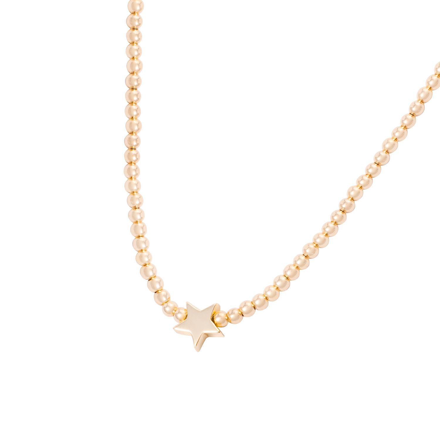 Collar de Plata Esterlina 925 Estrellita Bañado en Oro 14kt-2