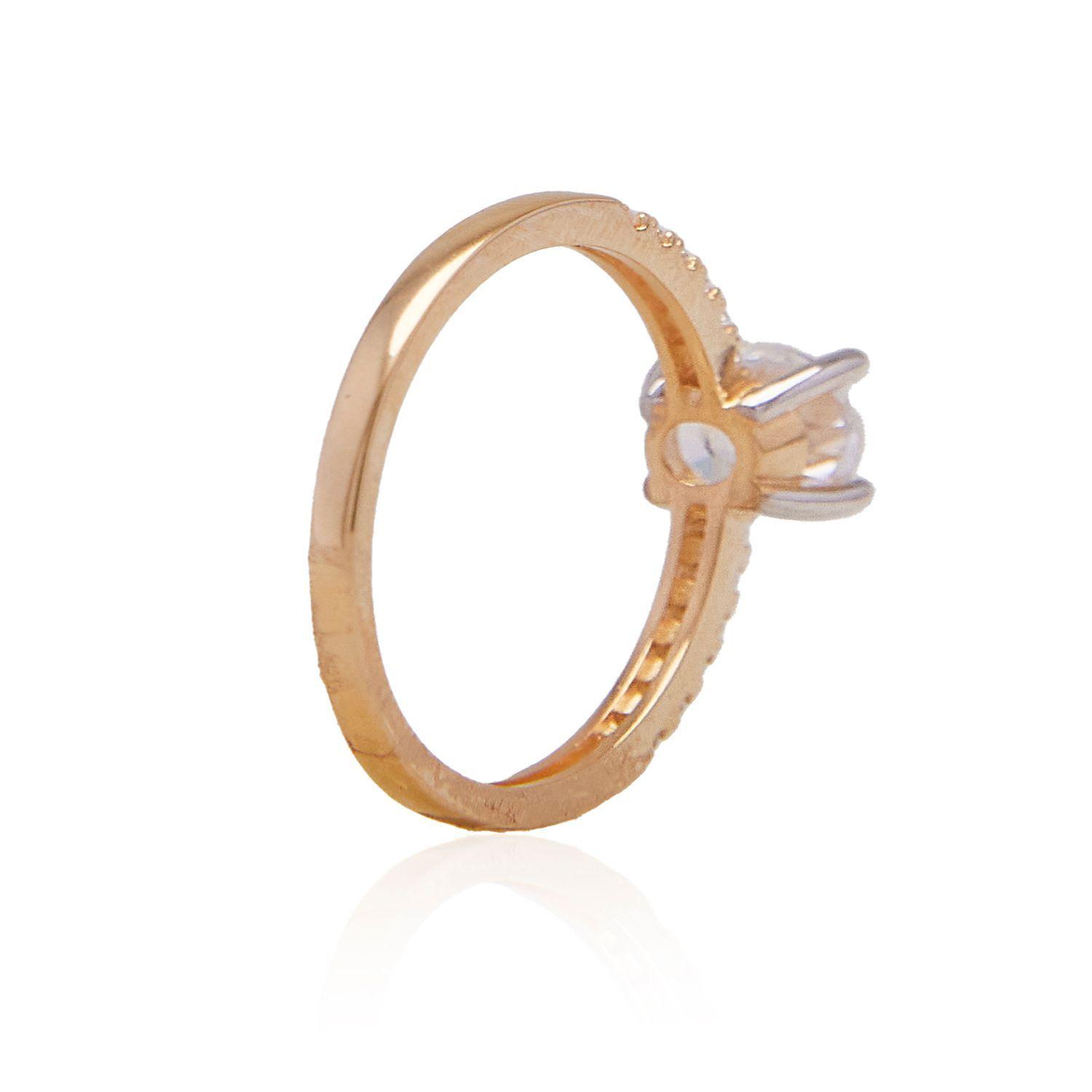 Anillo de Oro 18kt Solitario, Medio cintillo combinado Circón-2