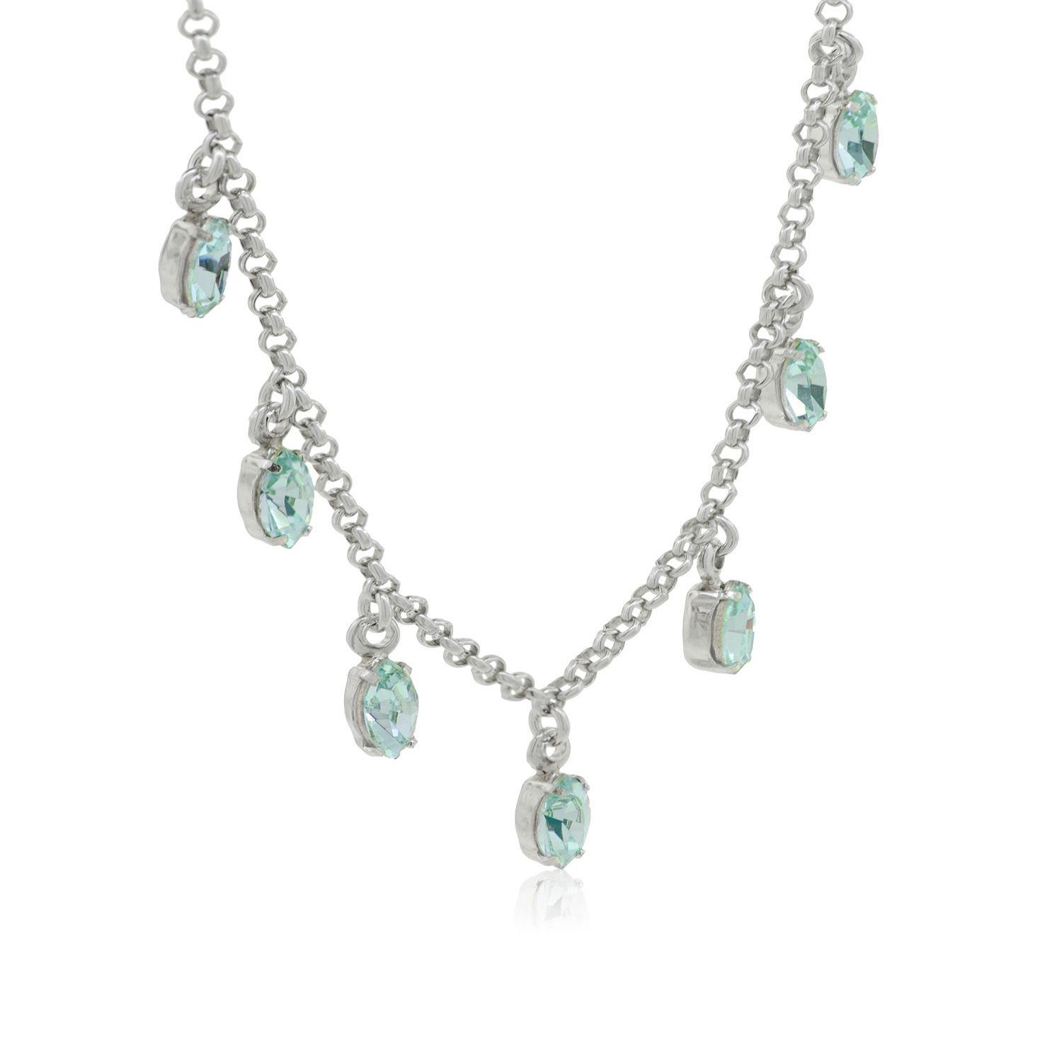 Collar de Plata Esterlina 925 Agua Marina-1