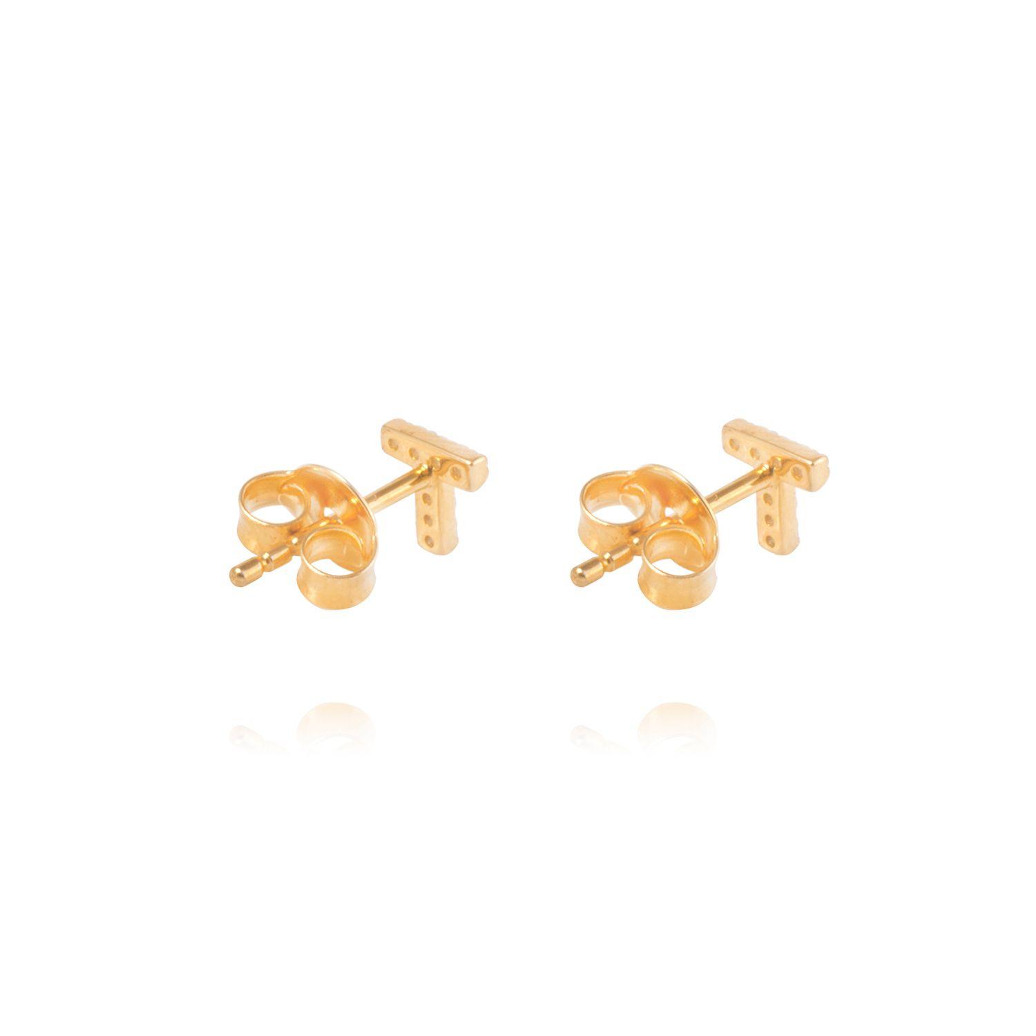 Aros de Plata Esterlina 925 Letra T Bañado en Oro 14kt-2