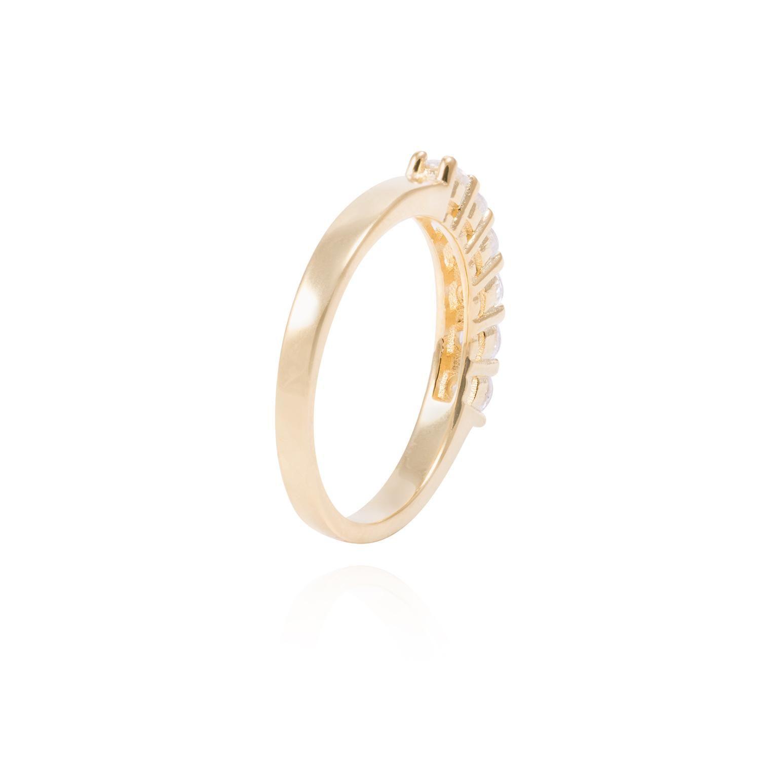 Anillo Revestido en Oro 18kt Medio Cintillo 6 Circones-2