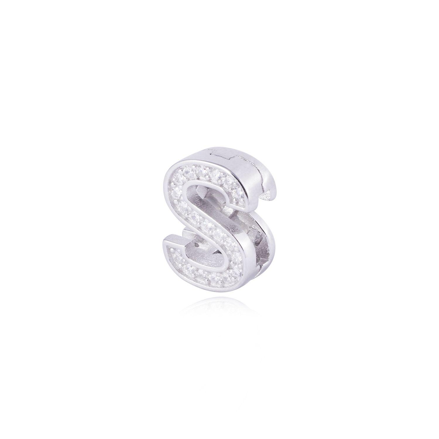 Dije de Plata broche Letra S con Circonita-1