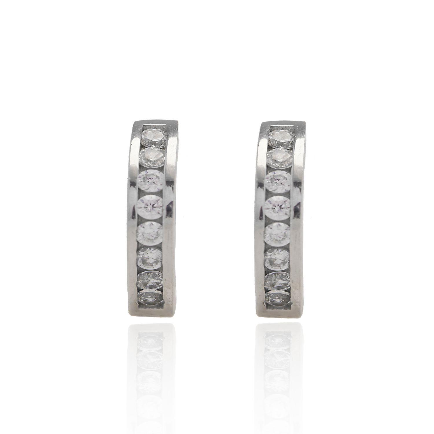 Aros de Oro Blanco 18kt Modelo Argollas Circon-2