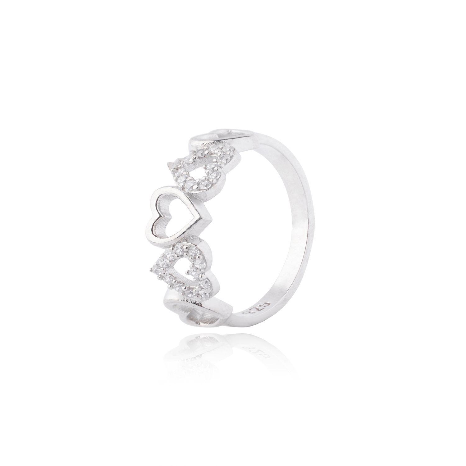 Anillo de Plata Esterlina 925 Corazones Medio Cintillo-0