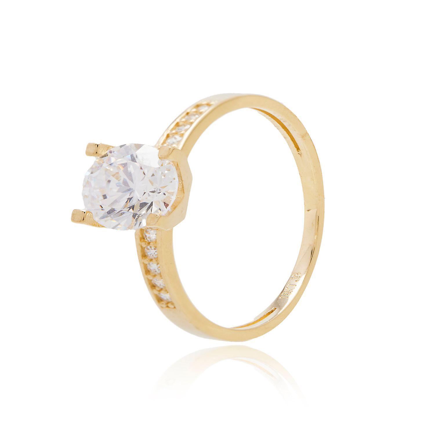 Anillo de Oro 18kt Circon Riel Solitario-2