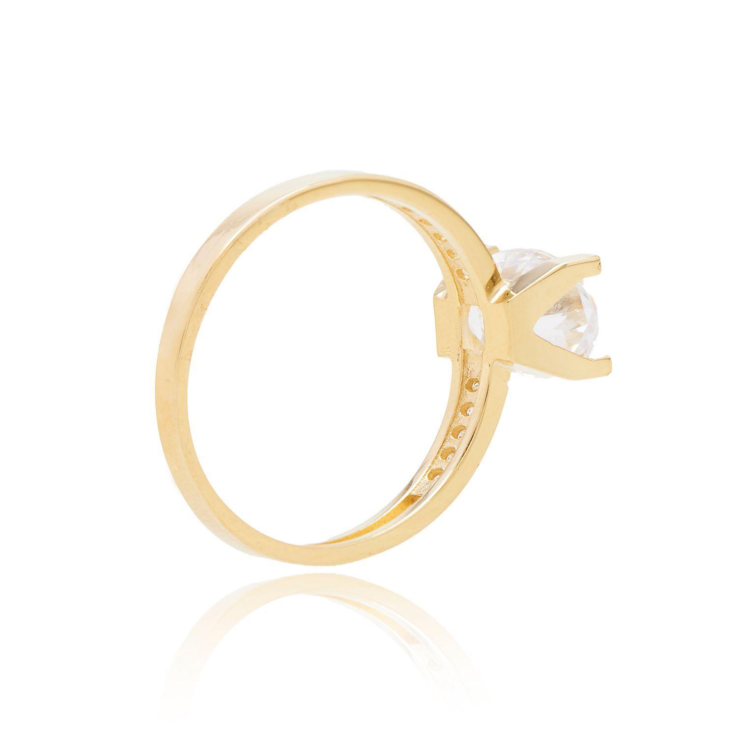 Anillo de Oro 18kt Circon Riel Solitario-1