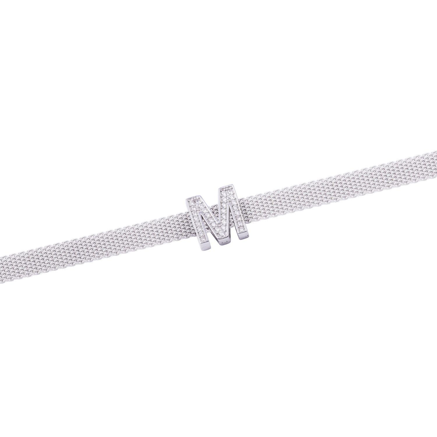 Dije de Plata broche Letra M con Circonita-2