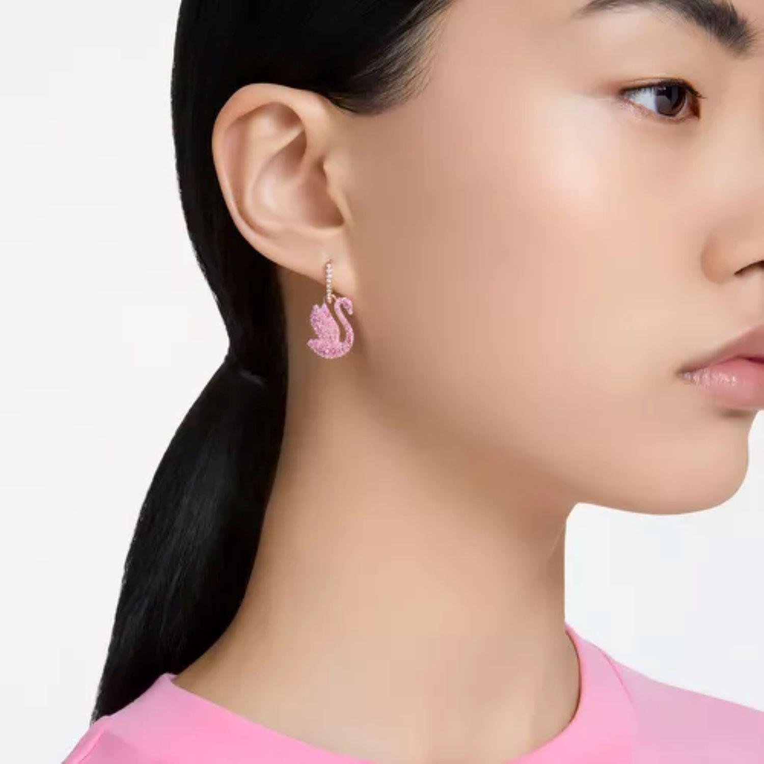 Aros Swarovski Pink Swan-2