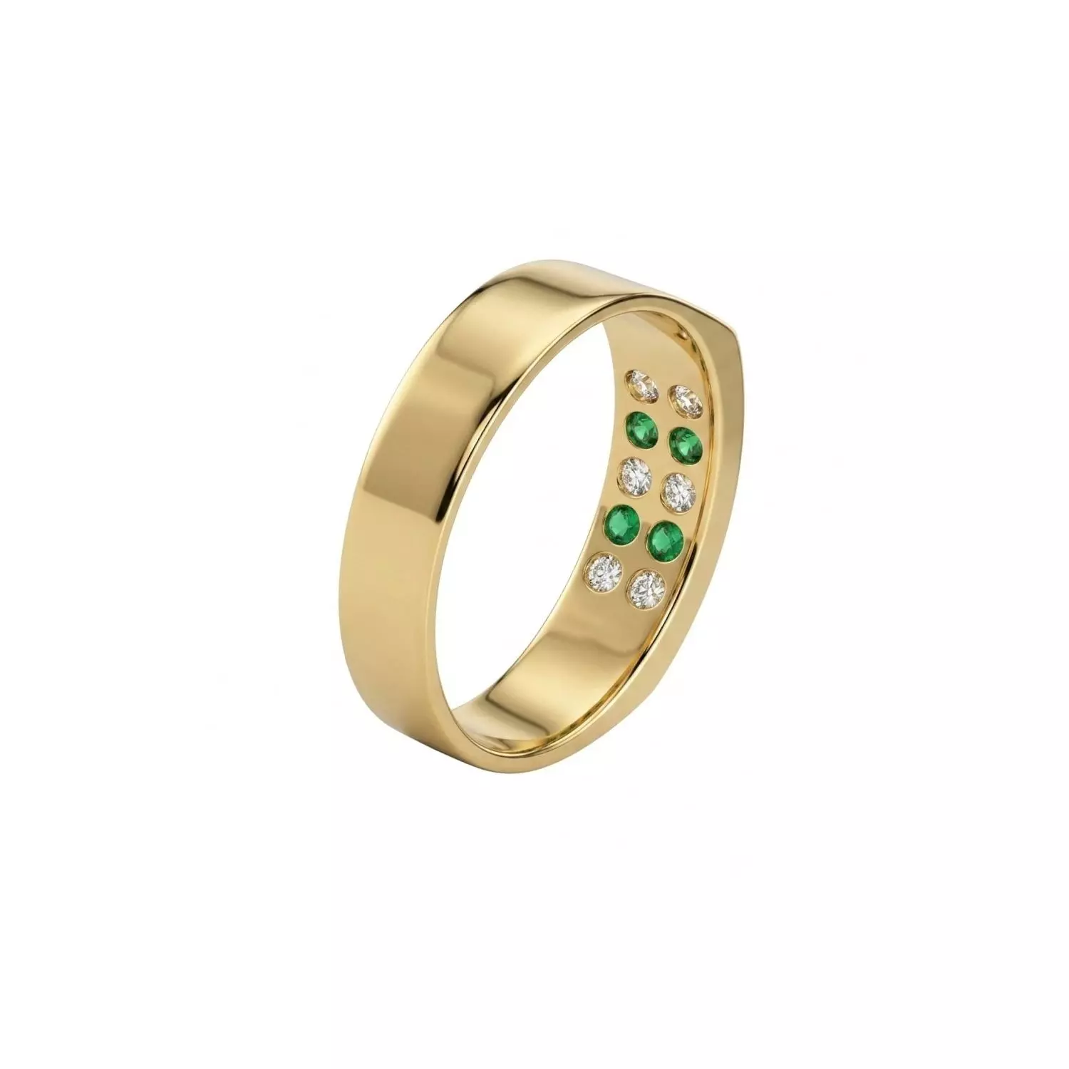 Anillo Oro Miel 18kt Esencia Esmeraldas y Circonitas-2