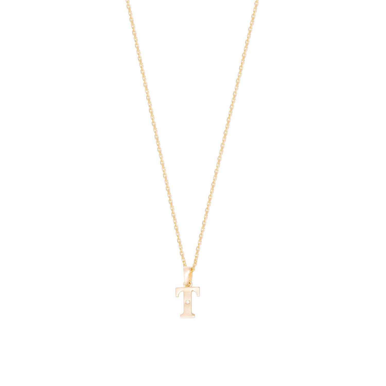 Colgante de Oro de 18kt Circonitas letra T-2