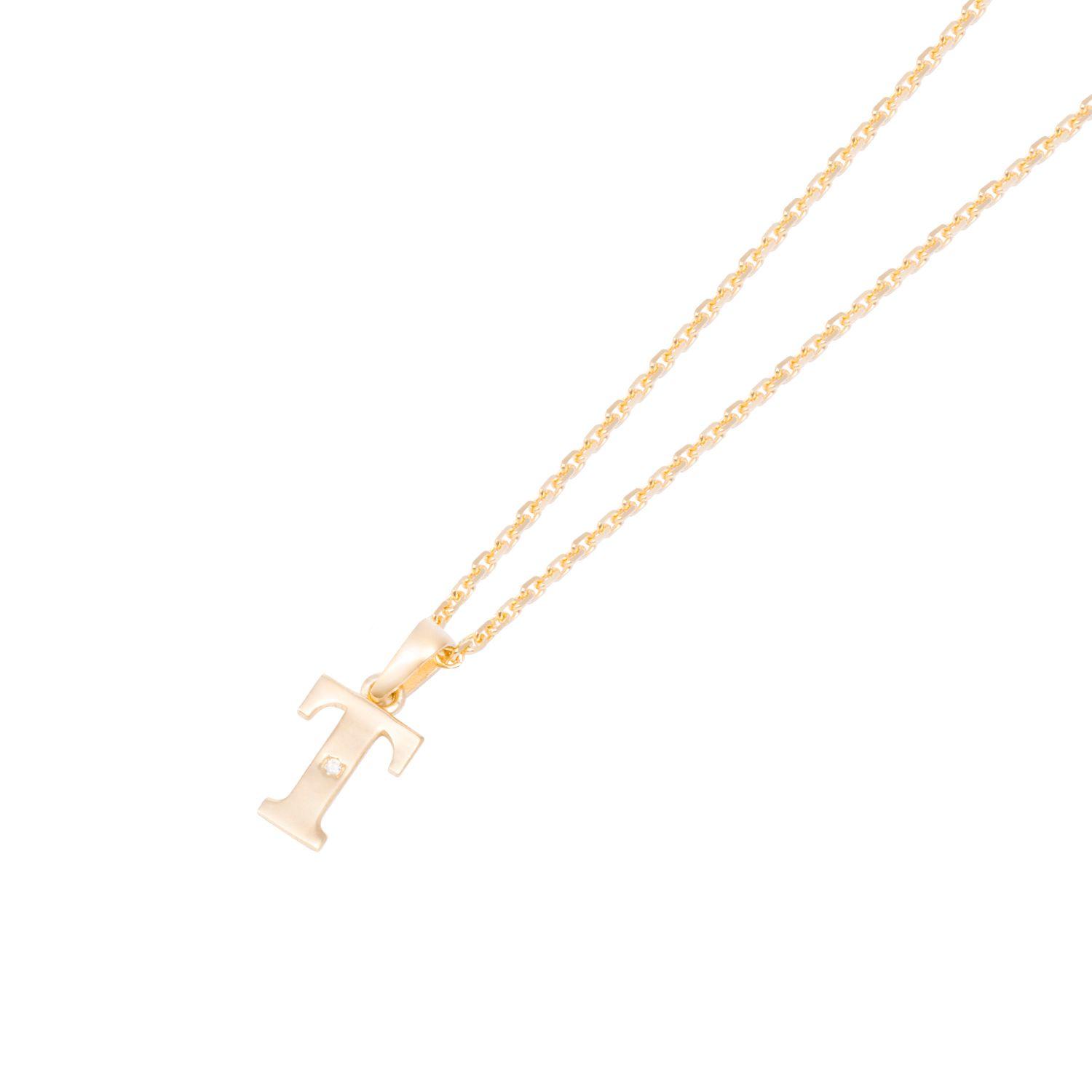 Colgante de Oro de 18kt Circonitas letra T-1