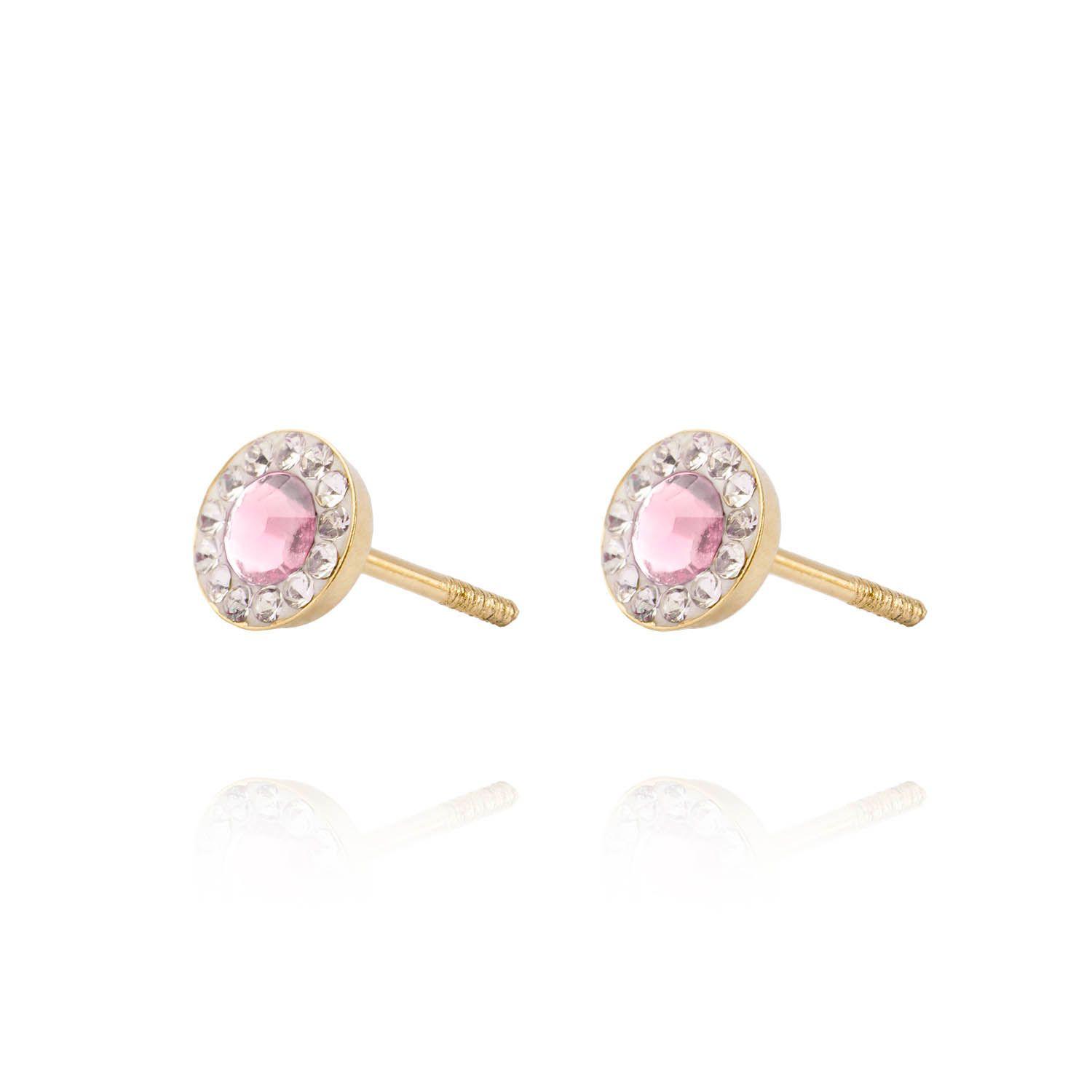 Aros de Oro 18kt Circulo Rosa Francia 5mm-1