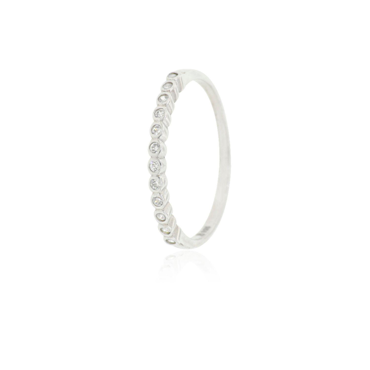 Anillo de Plata Esterlina 925 Medio Cintillo Con Circon-2