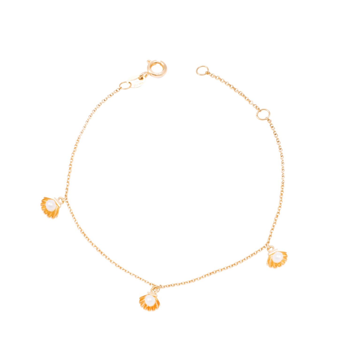 Pulsera Oro Amarillo 18kt Perlas y Conchitas-0