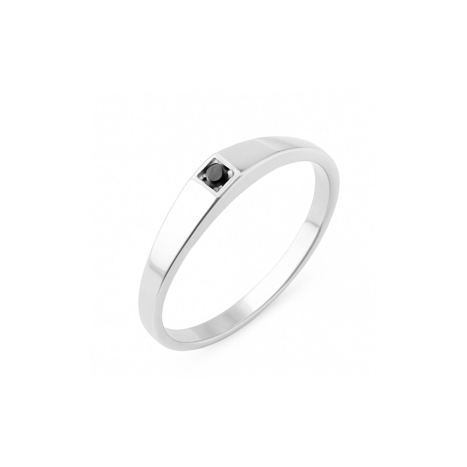Anillo Oro 18kt Platino Minimalista Plano Circonita-6