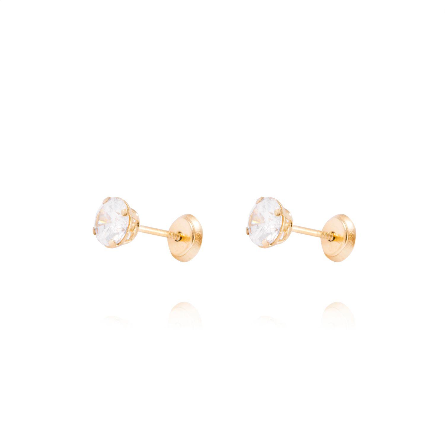 Aros de Oro de 18kt Circón solitario 5mm-0