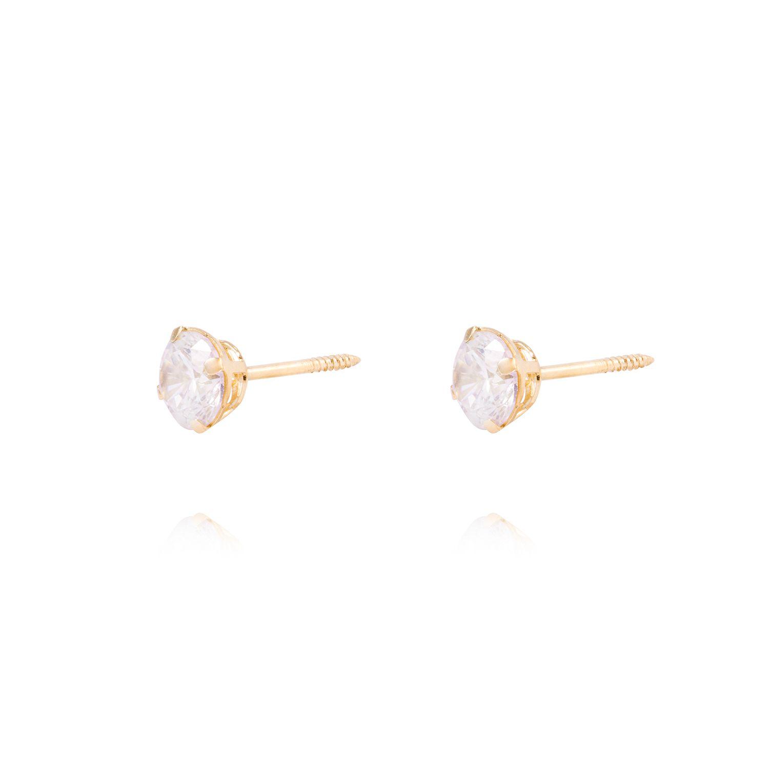 Aros de Oro de 18kt Circón solitario 5mm-1