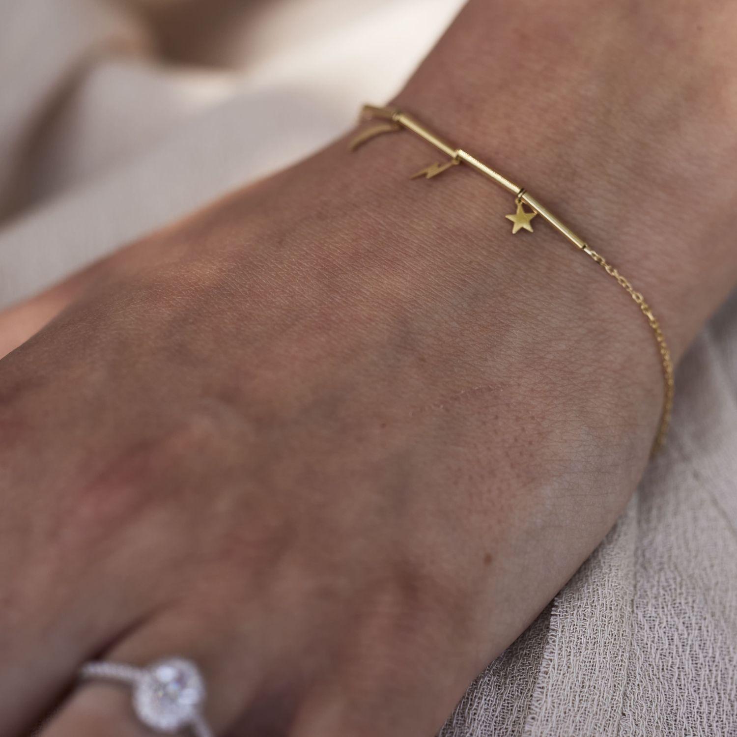 Pulsera de Oro 18kt Estrella Luna-3