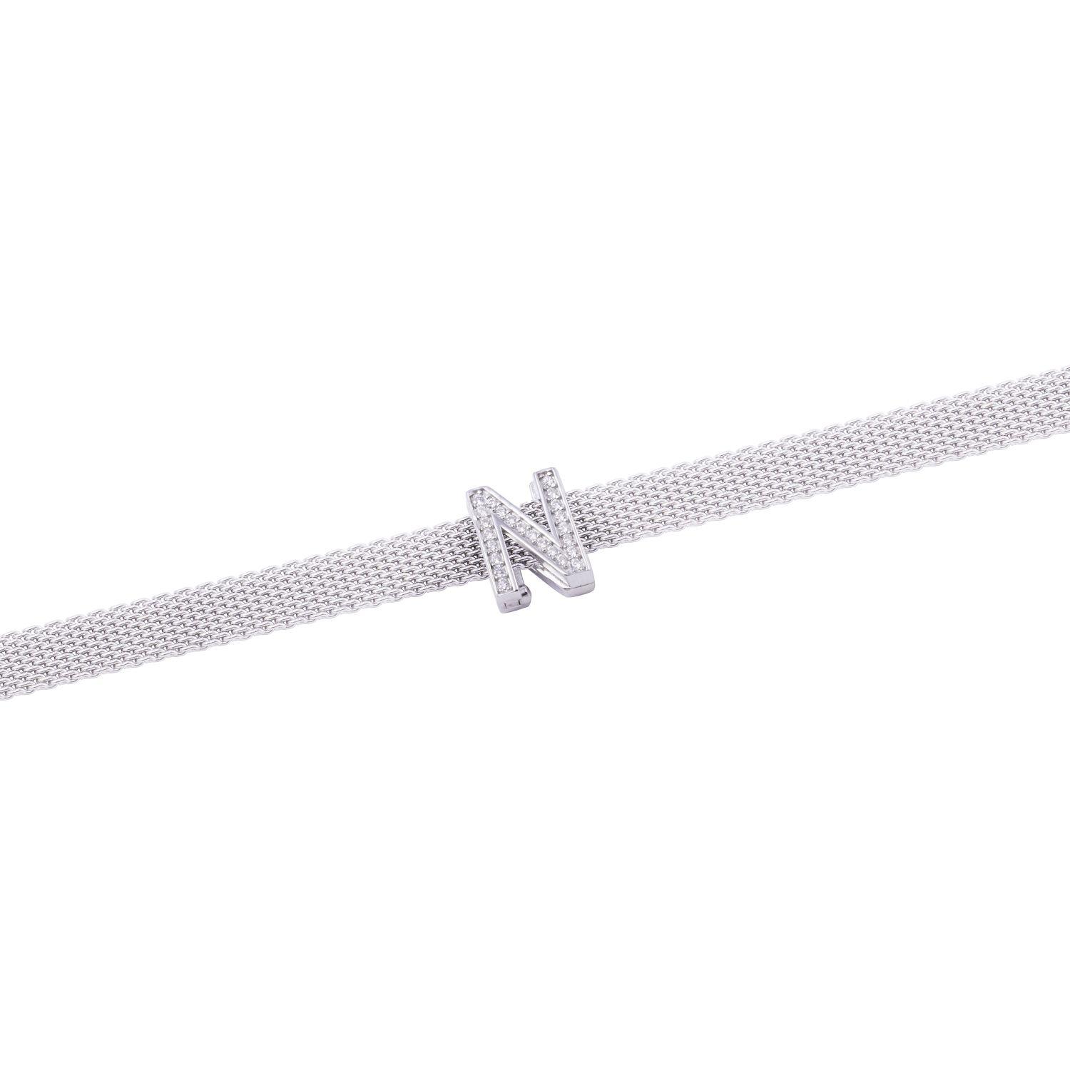 Dije de Plata broche Letra N con Circonita-2