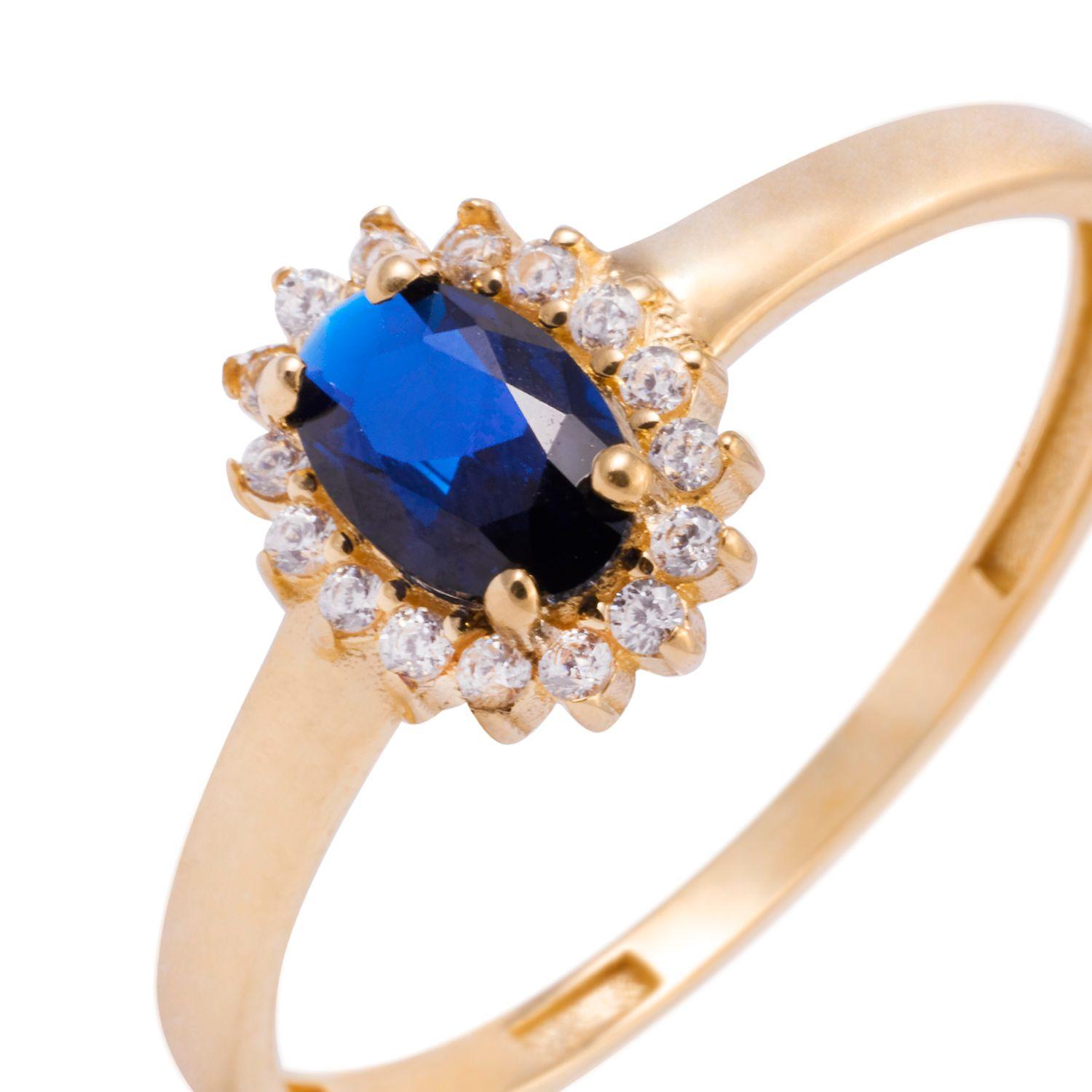 Anillo Compromiso de Oro 18Kt Roseta Circonita-Zafiros-1