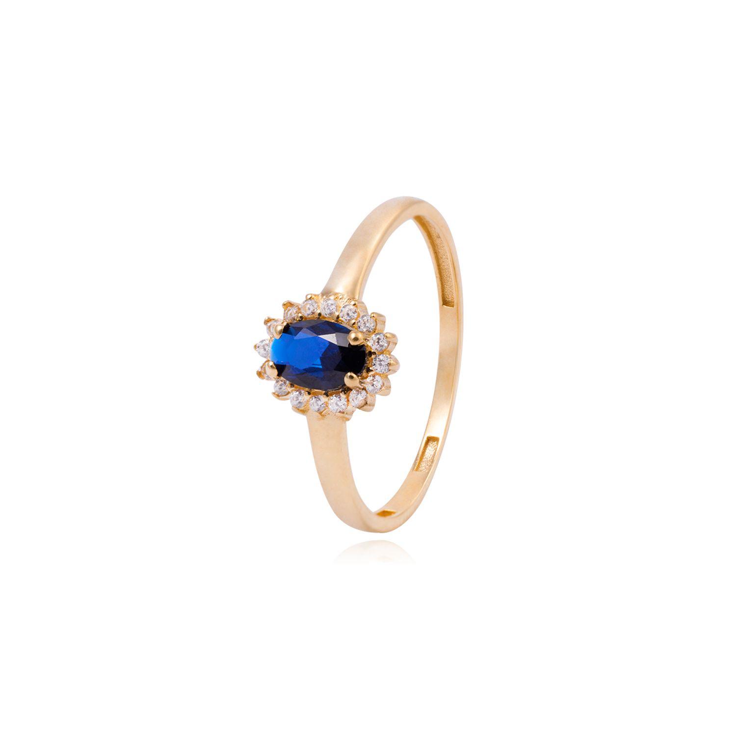 Anillo Compromiso de Oro 18Kt Roseta Circonita-Zafiros-0