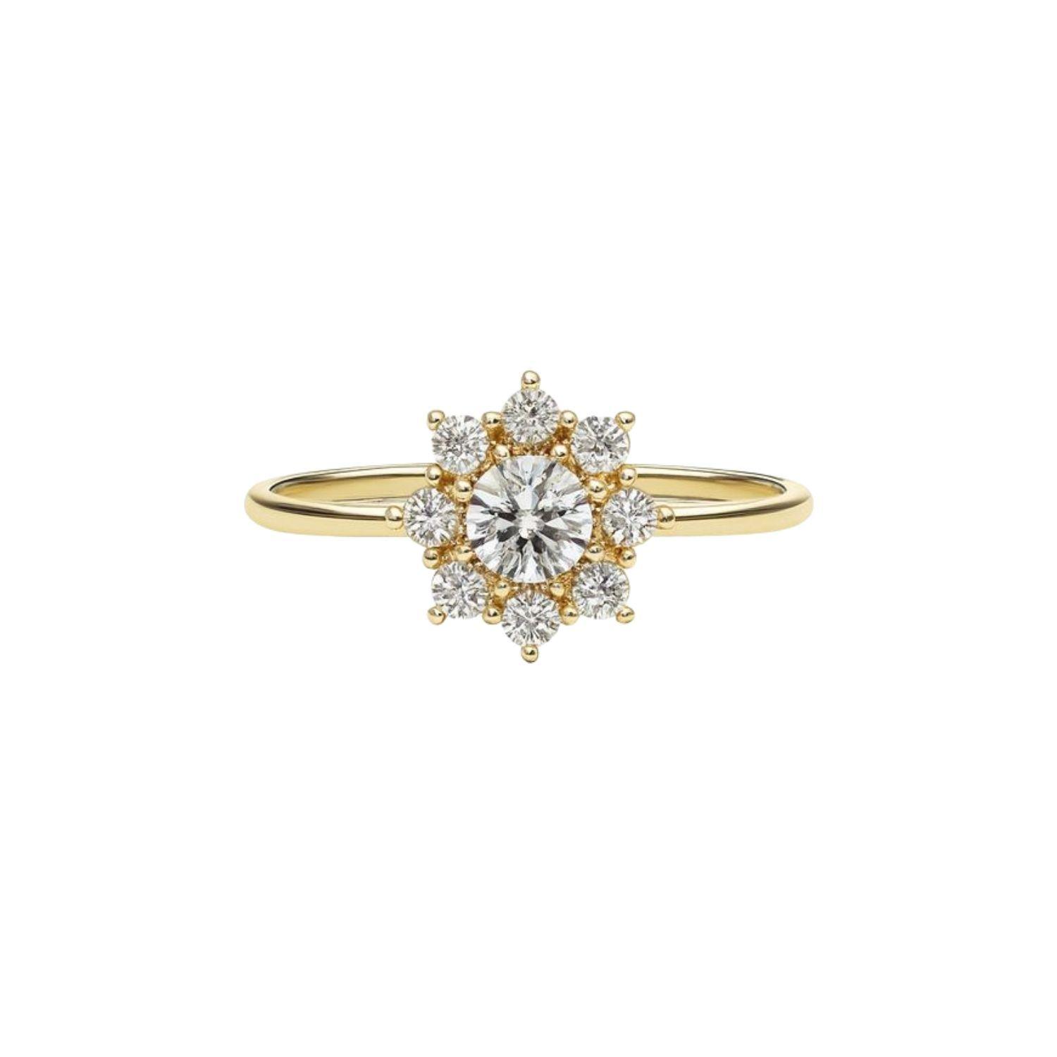 Anillo Oro Amarillo 14kt Copo de Nieve Circonita-2