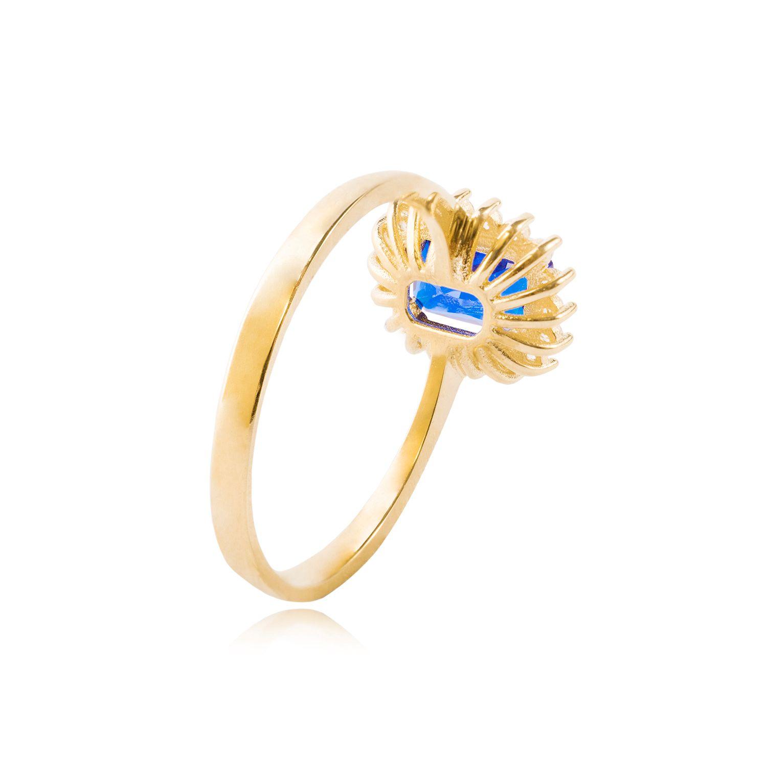 Anillo Compromiso de Oro 18kt Modelo Piedra Zafiro y Circones-2