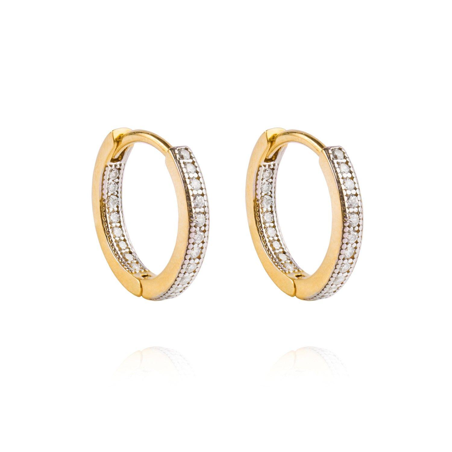 Aros de Oro 18kt Argollas con Circon de Riel AUB-2