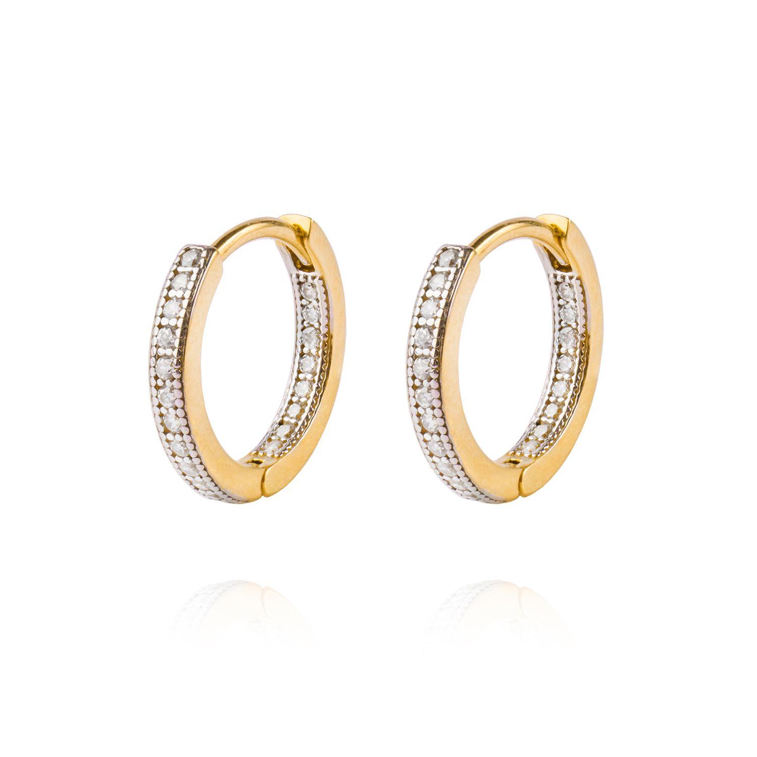 Aros de Oro 18kt Argollas con Circon de Riel AUB-0