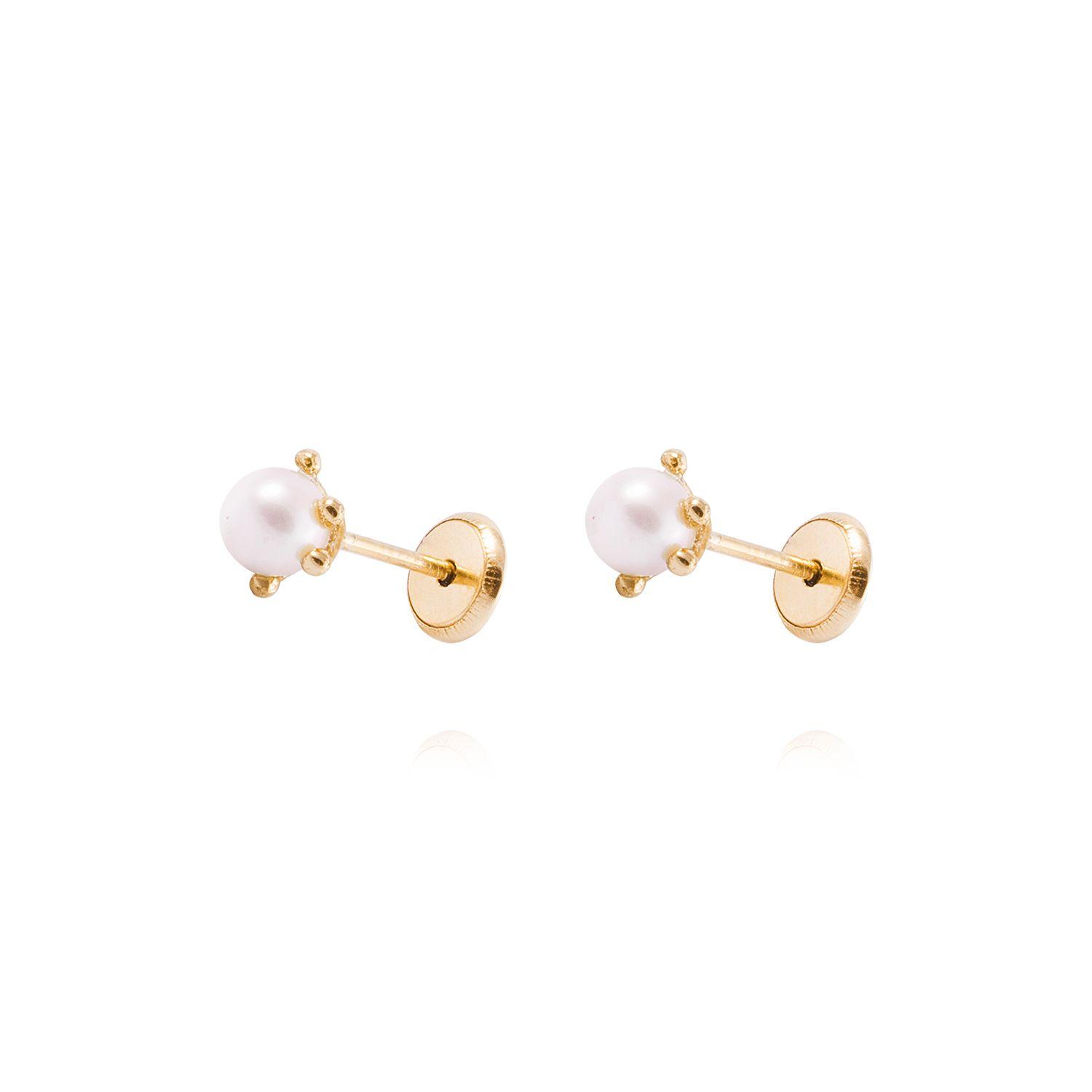 Aros de Oro 18kt Perla cultivada Pistilo 4,0 mm, Abridor.-0