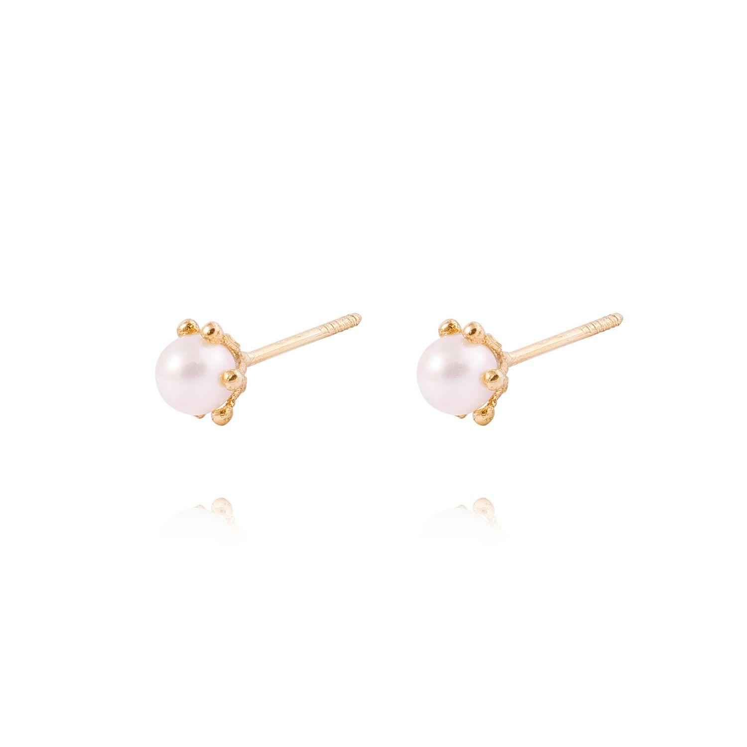 Aros de Oro 18kt Perla cultivada Pistilo 4,0 mm, Abridor.-1