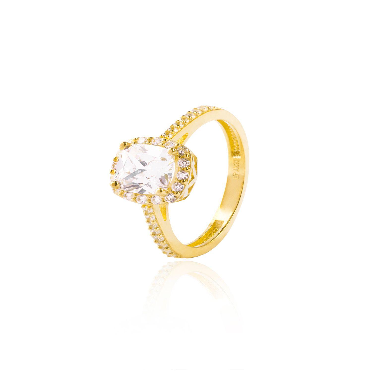 Anillo Compromiso Oro Amarillo 18kt Circonita 6x6mm y Riel-0