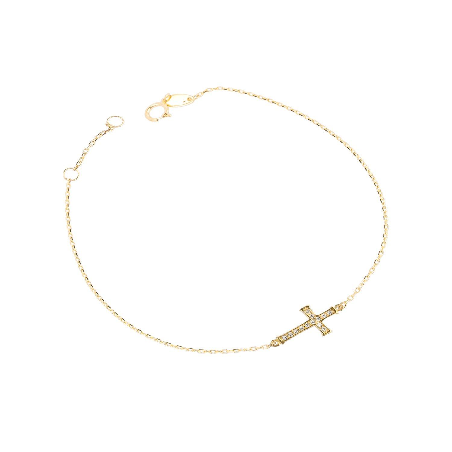 Pulsera de Oro 18kt Cruz Circon-2