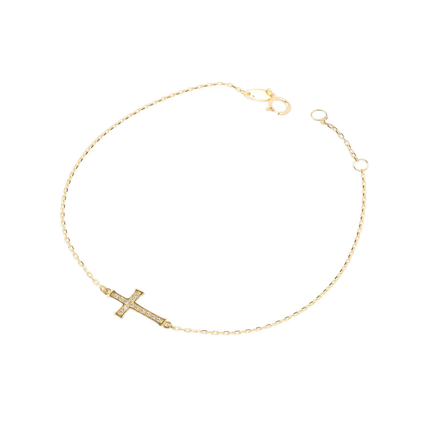 Pulsera de Oro 18kt Cruz Circon-0