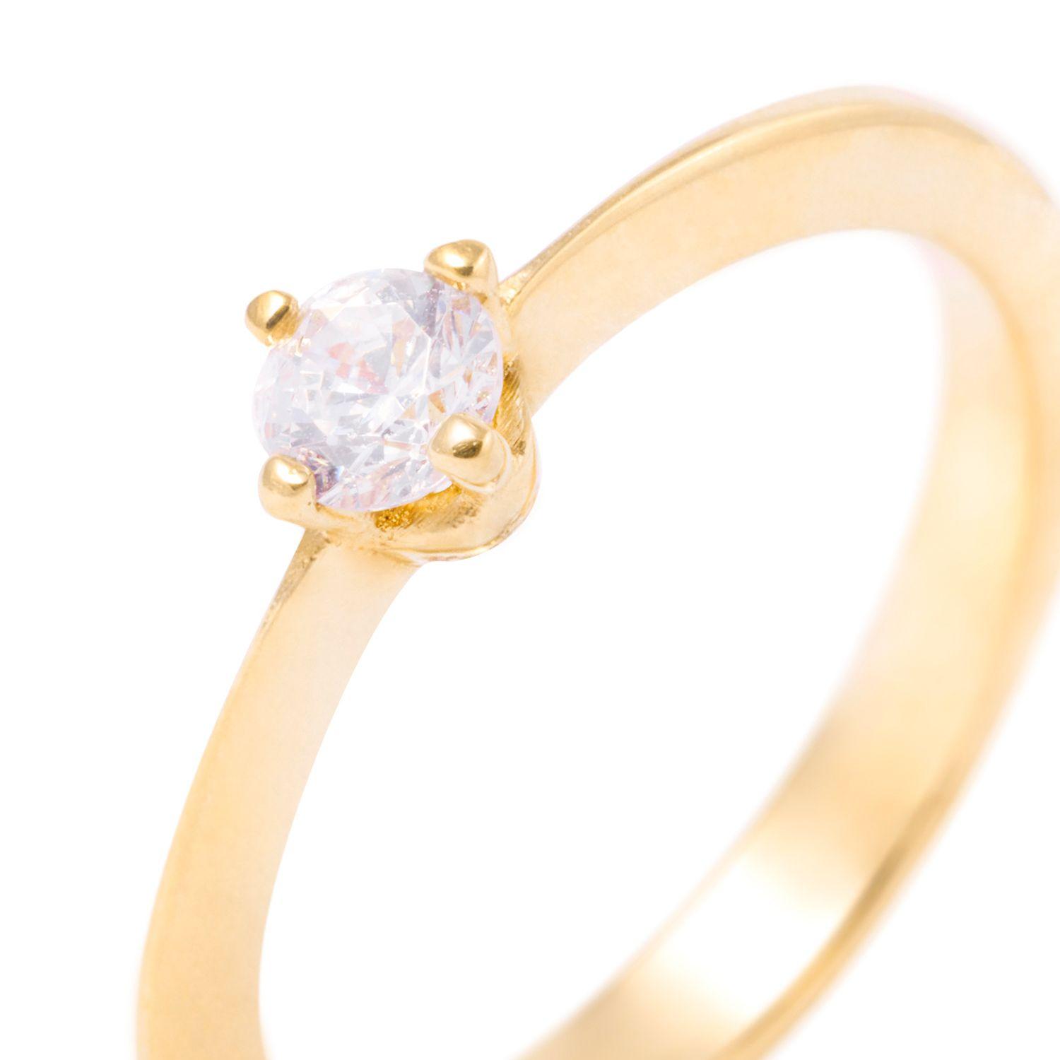 Anillo de Oro 18kt Solitario Circón-1