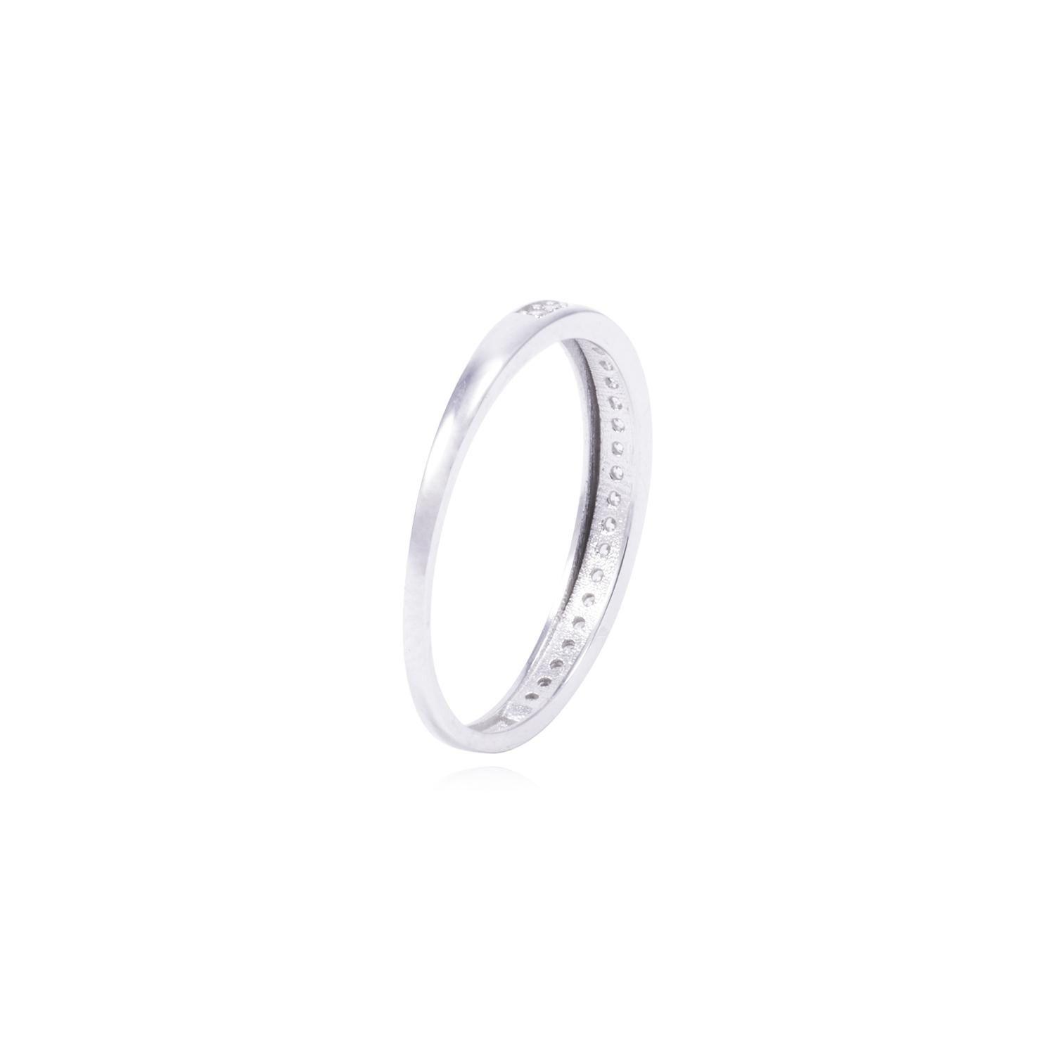 Anillo Oro Blanco 18Kt de Compromiso 1/2 Cintillo Circon-2