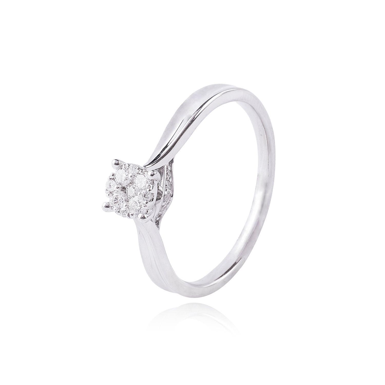 Anillo Oro Blanco 18kt Solitario Diamantes 18 Pts-0
