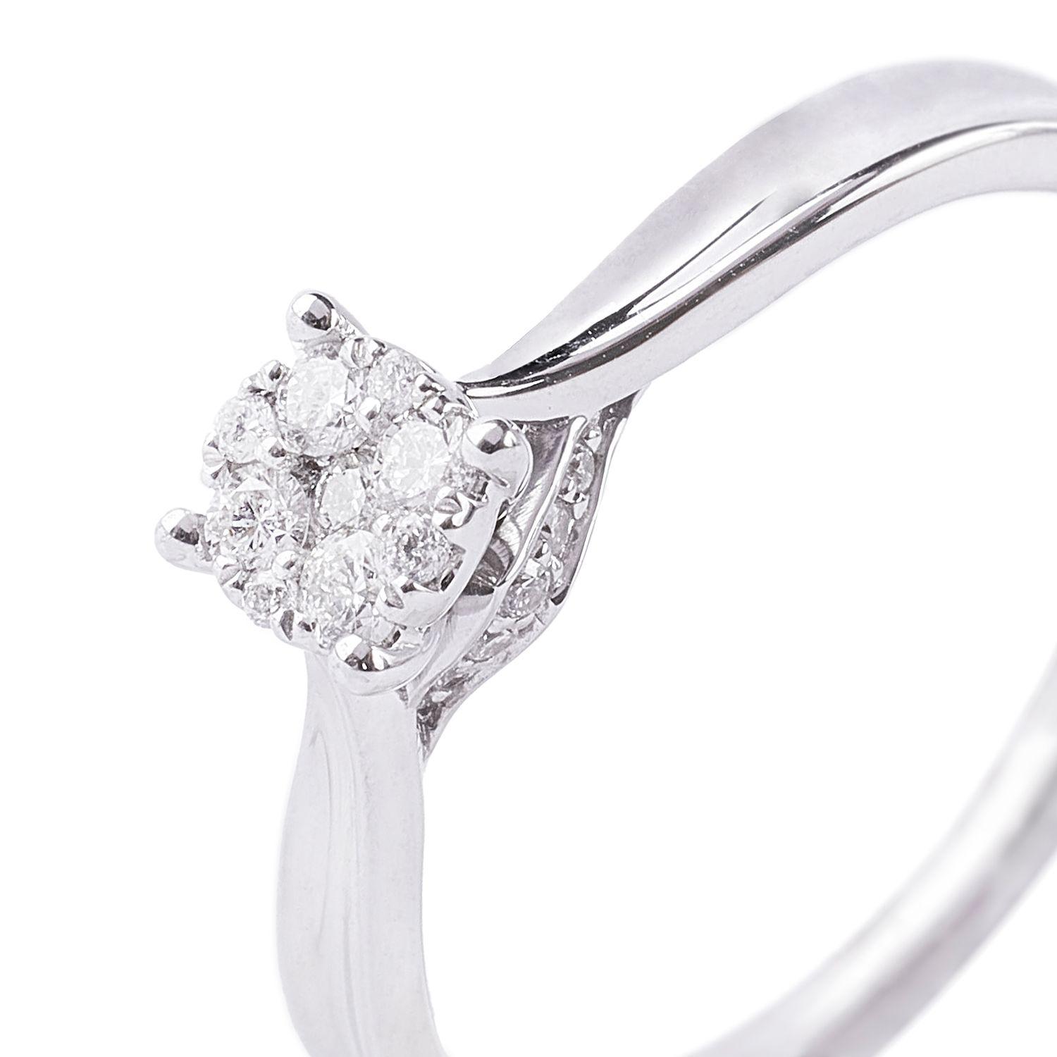 Anillo Oro Blanco 18kt Solitario Diamantes 18 Pts-1