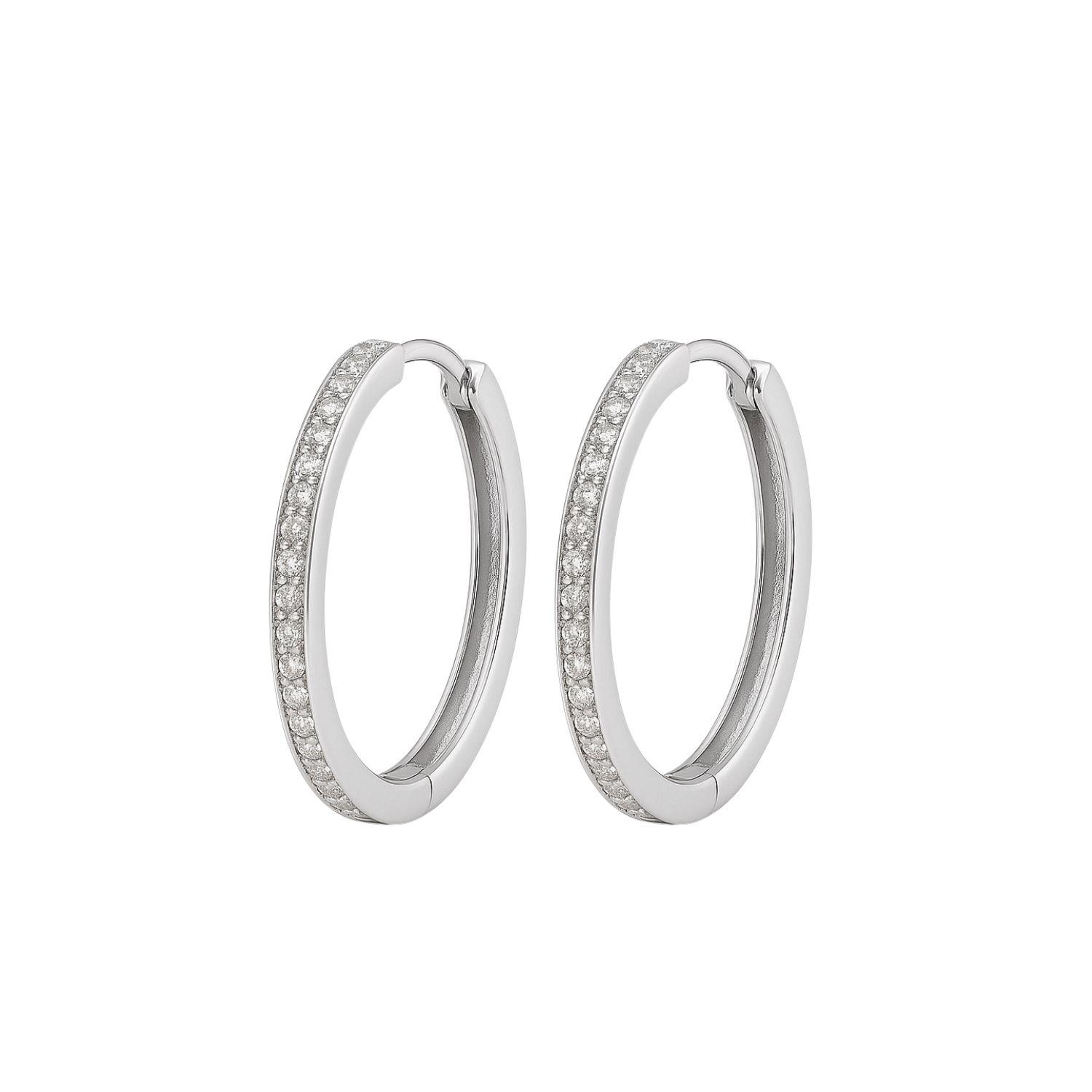 Aros Plata Esterlina 925 Argollas Grandes XL con Circonita-0