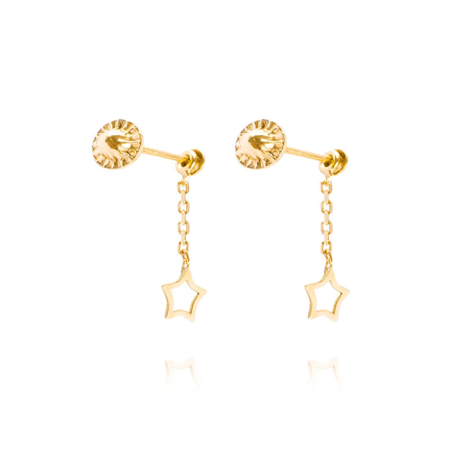 Aros de Oro 18kt Aros Estrella de Colgante-1