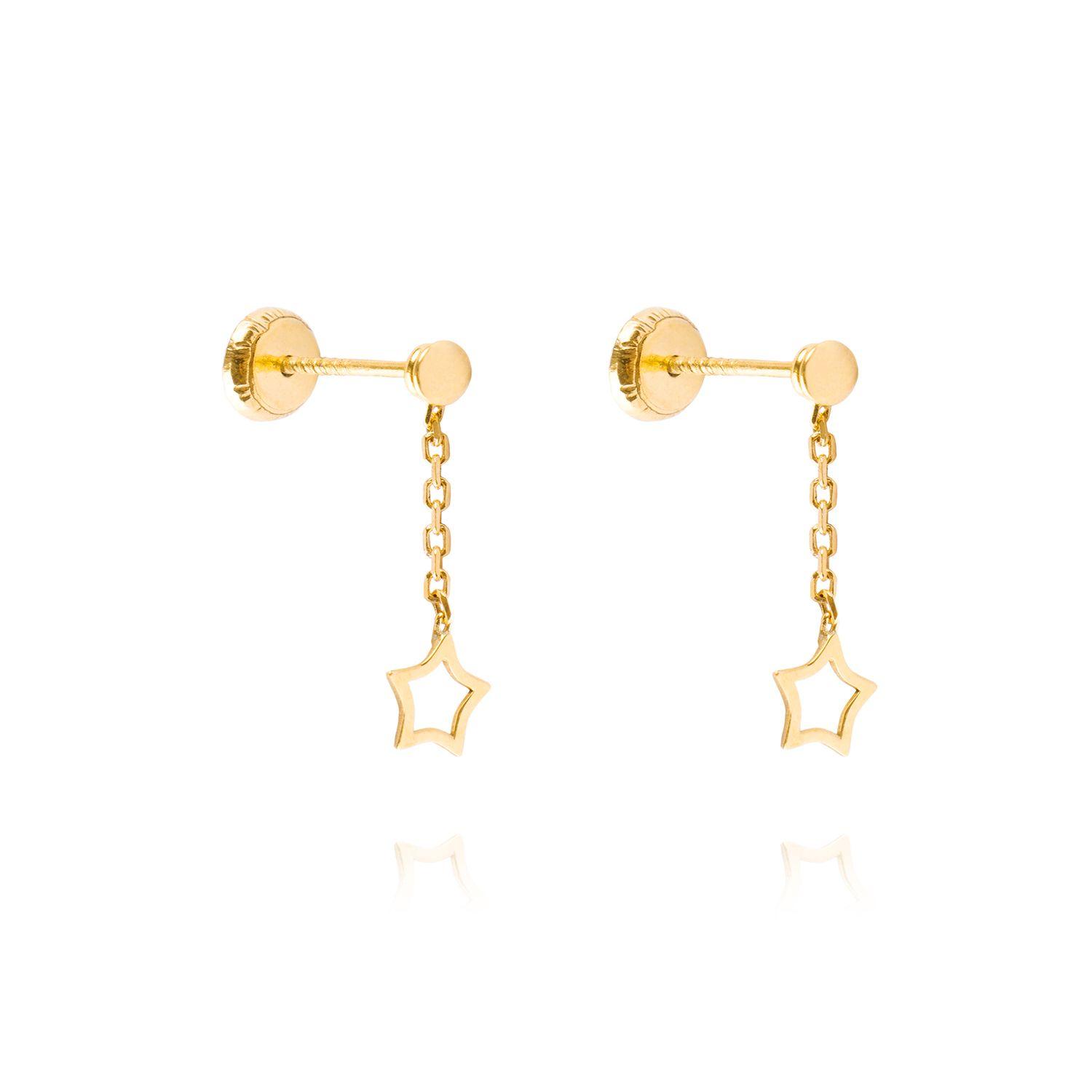 Aros de Oro 18kt Aros Estrella de Colgante-3
